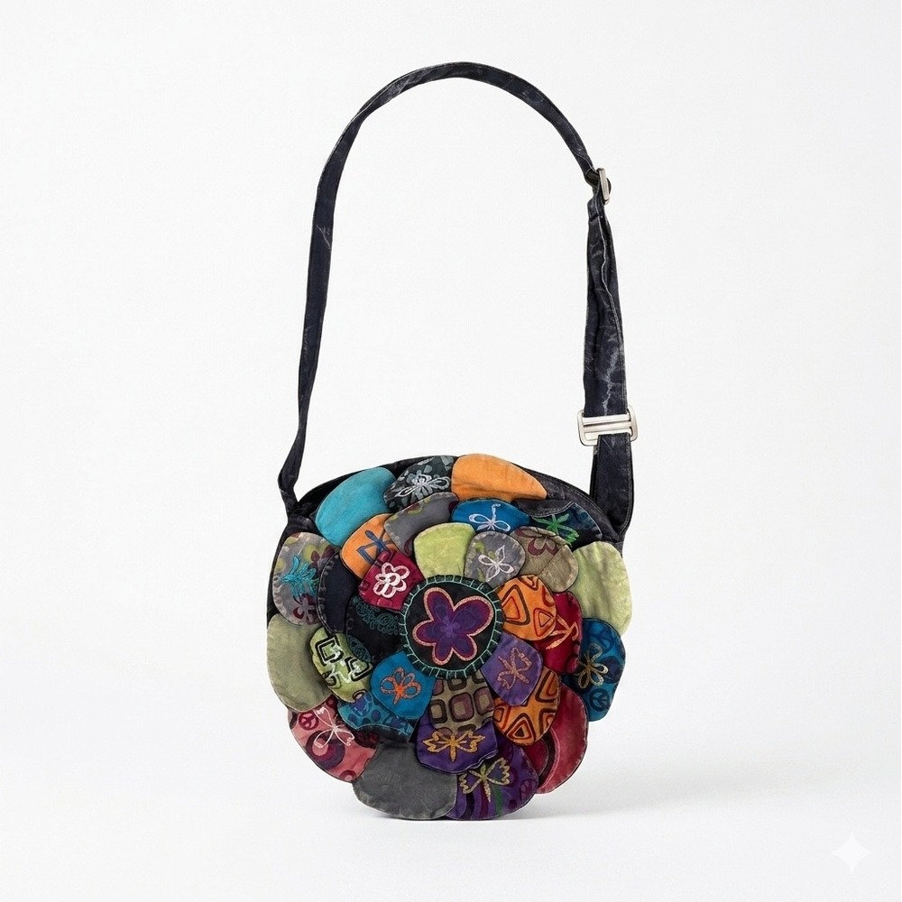 Flawed Gem!‎ Shop Therapy Vtg Patchwork Flower Crossbody Bag Boho Hippie Nepal